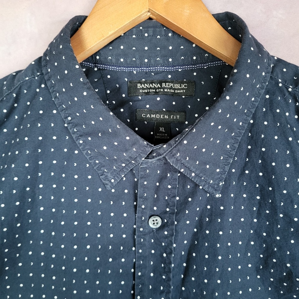 Banana Republic Custom 078 Wash Camden Fit Size XL Men's ShirtNavy Blue Moon